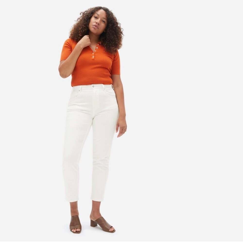 Everlane The Curvy Cheeky Straight Jean White 30